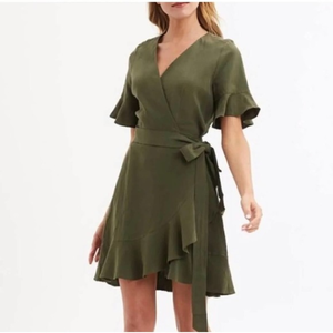 Marie Oliver Olive Linen‎ Ryan Wrap Dress size XS